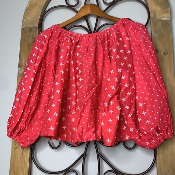 Anthropologie Kopal Puff Sleeve Peasant Boho Flowy Crop Shirt - Picture 6 of 7